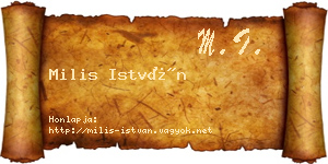 Milis István névjegykártya